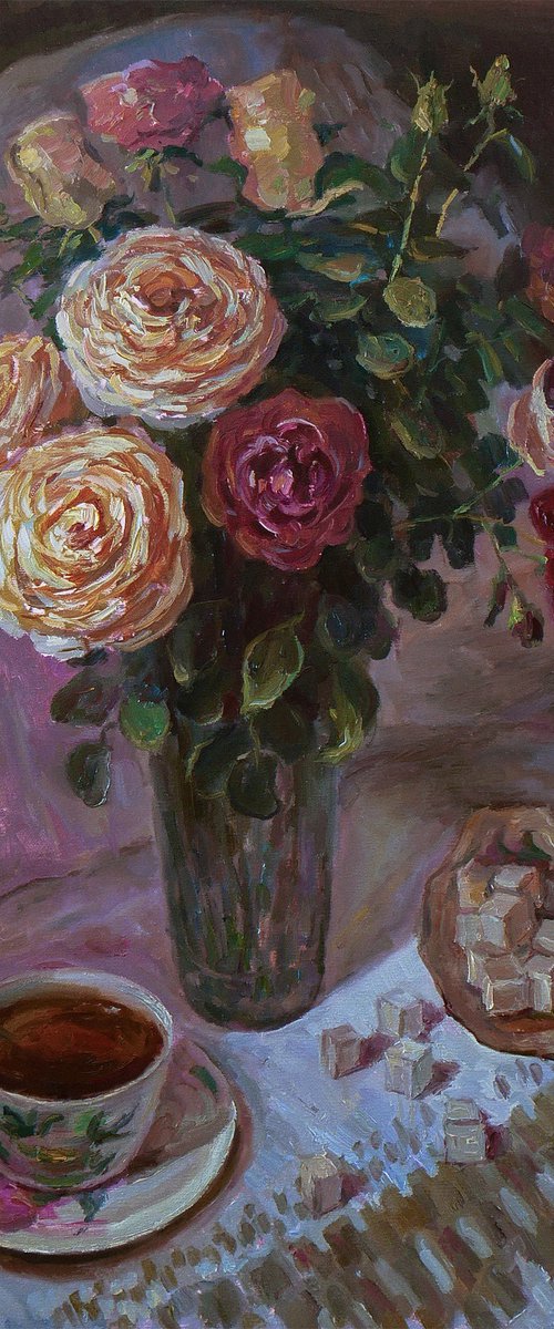 Roses painting by Nikolay Dmitriev