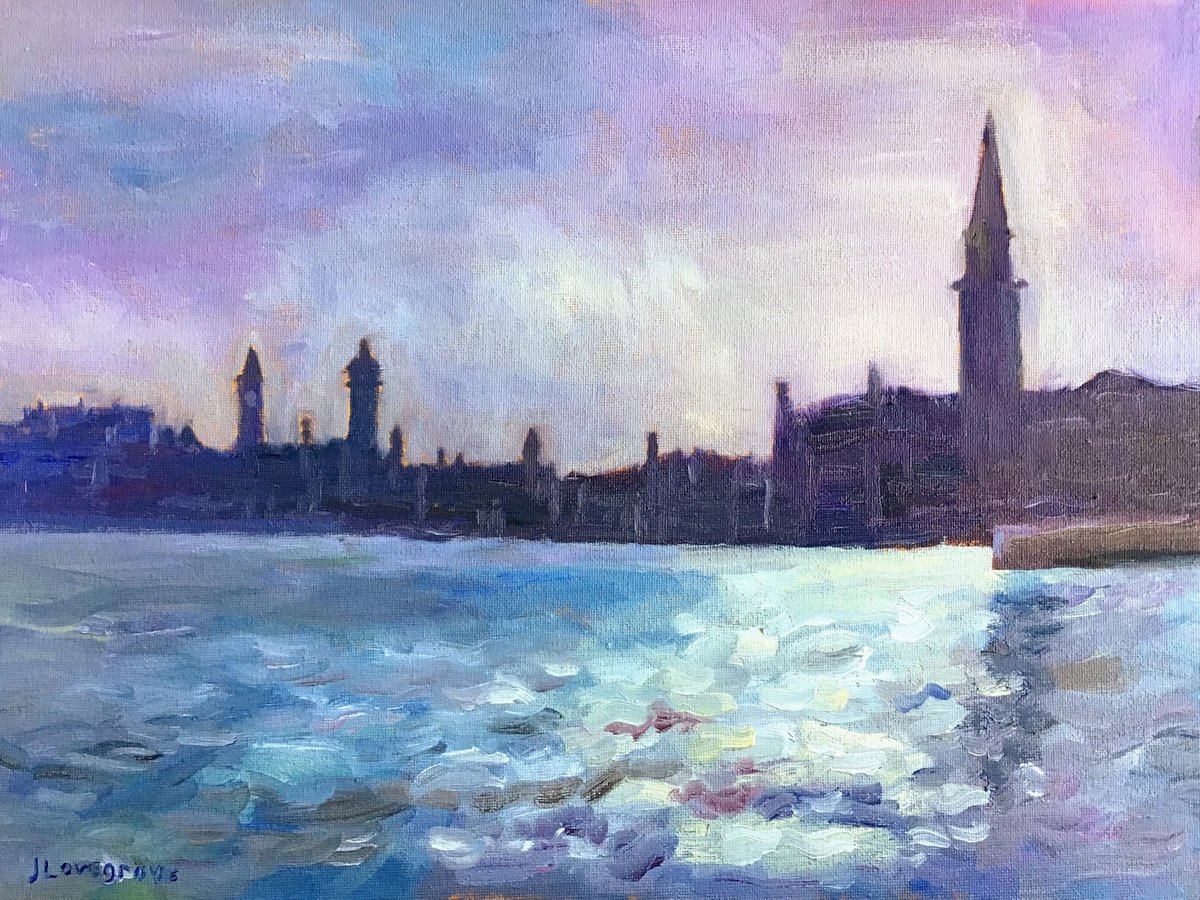 Evening Light, Venice - an original oil painting by Julian Lovegrove by Julian Lovegrove Art