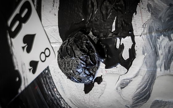 Black White Abstract Action painting. - 8 -