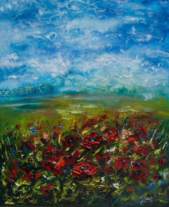 Field of red poppies Original Paitning