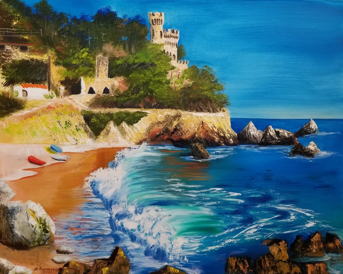 Lloret de Mar. Gorgeous Spanish Landscape. Summer Day. Spectacular Oil Painting on Canvas. by Alexandra Tomorskaya/Caramel Art Gallery