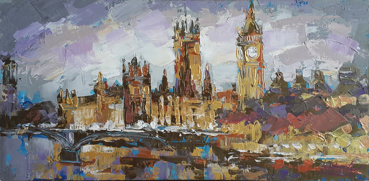 UK London - landscape city scene painting by Viktoria Lapteva