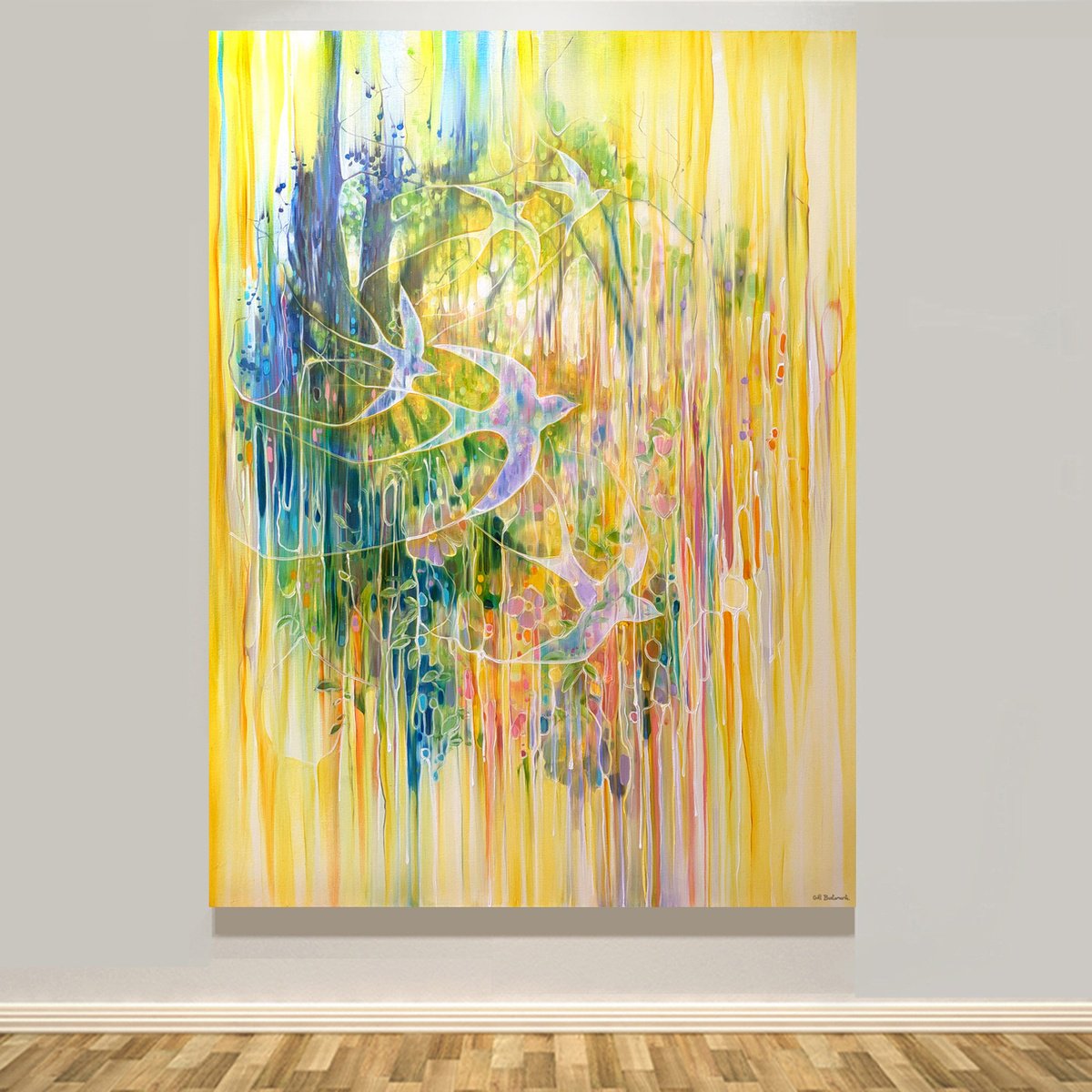 Expressive Animal Oil Painting By Gill Bustamante, 36 X 47, Echoes Of Summer, Original Artwork