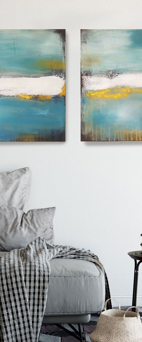 FRAGMENT OF TIME NO 7 + 8 *Series LOST PLACES* | ABSTRACT DIPTICHON by Stefanie Rogge