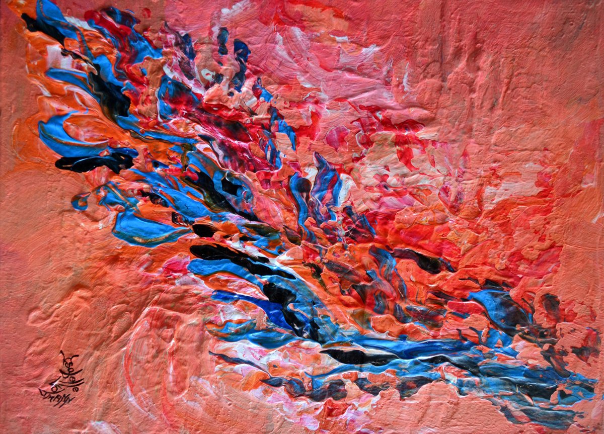 Abstract Acrylic Painting By Isabelle Vobmann, 16 X 12, Cascade, Original Artwork