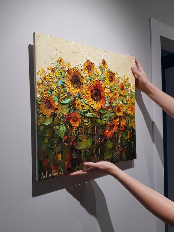 Sunflowers  Impasto Oil painting