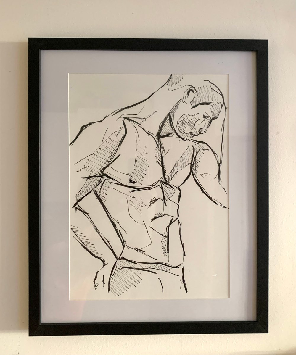 Male nude drawing sketch by Emmanouil Nanouris