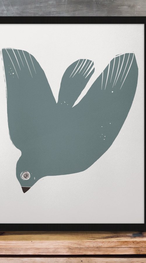 BIRD IN STONE BLUE by Emma Evans-Freke