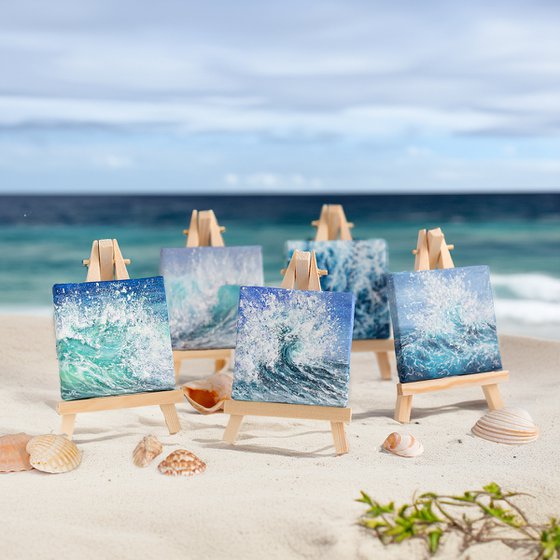 Miniature blue ocean waves