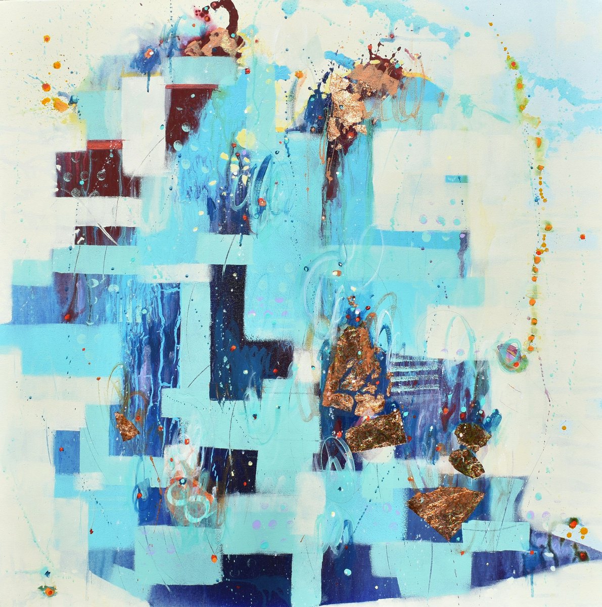 Geometric Painting , Breath Of Twilight By Cynthia Ligeros, 36 X 36, Artwork For Sale On Artfinder