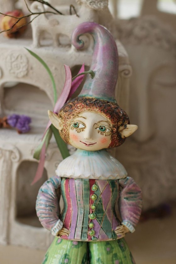 Puck, also known as Robin Goodfellow from the Midsummer Night's Dream Ceramic illustration project by Elya Yalonetski