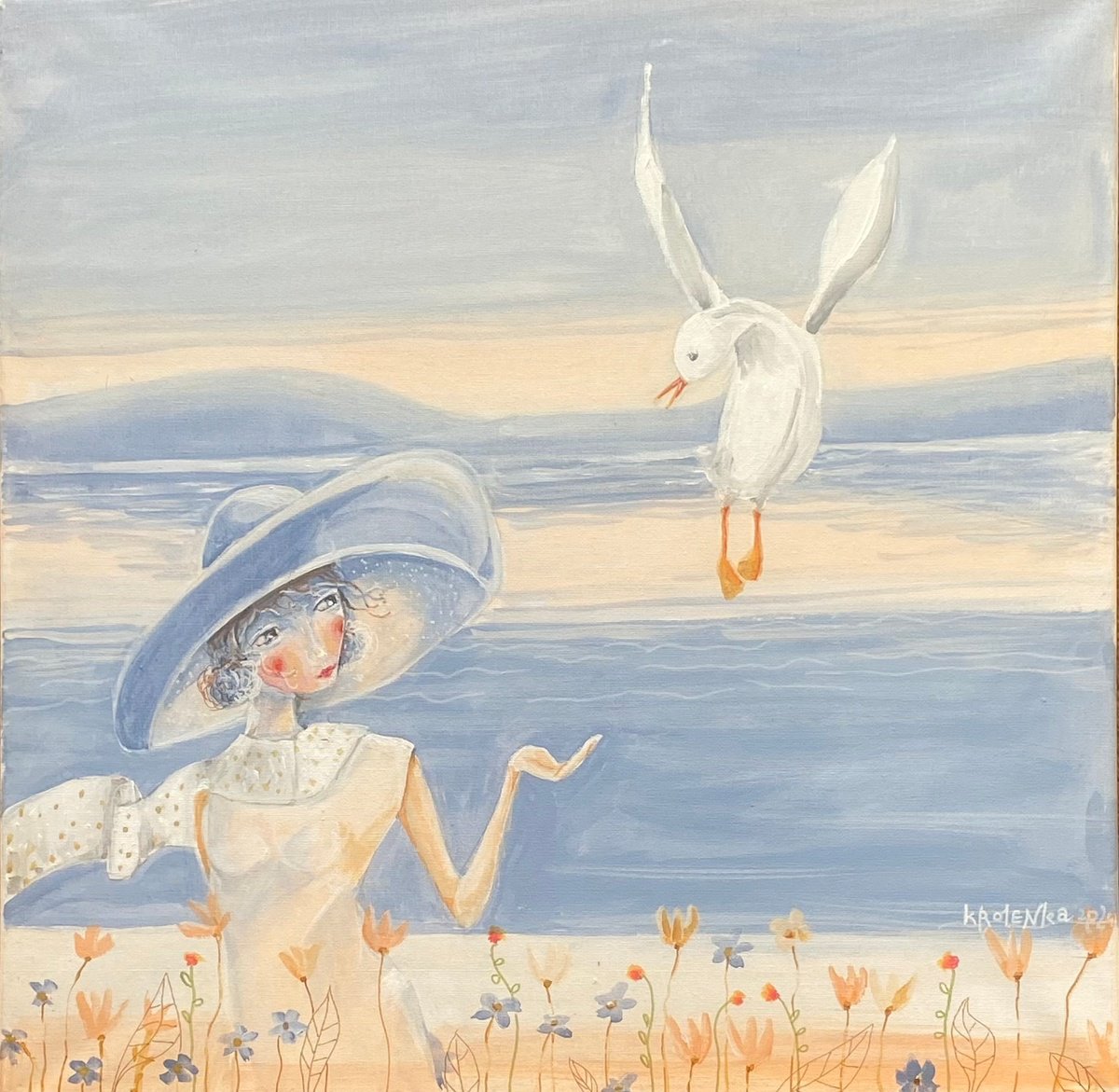 Impressionistic Landscape Painting By Alexandra Krasuska, 20 X 20, Fly High!, Original Artwork