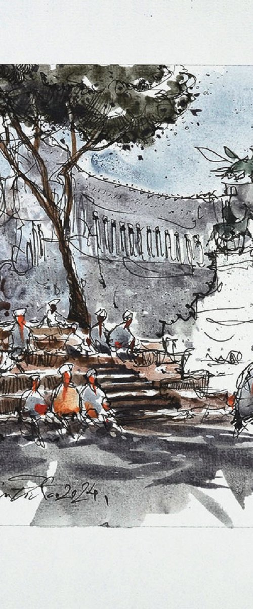 Rome, ink and watercolor. by Marin Victor