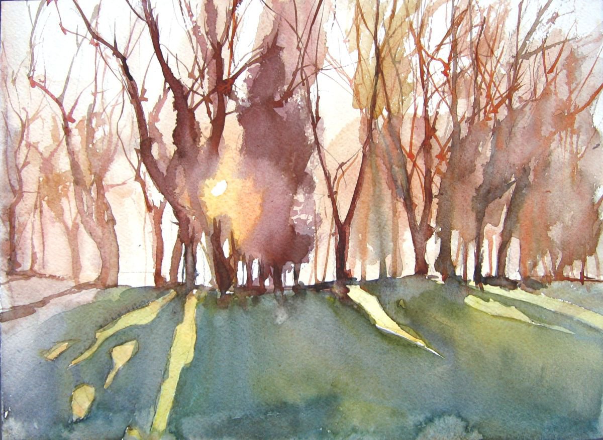 autumn sunny day impression by Goran �igoli? Watercolors