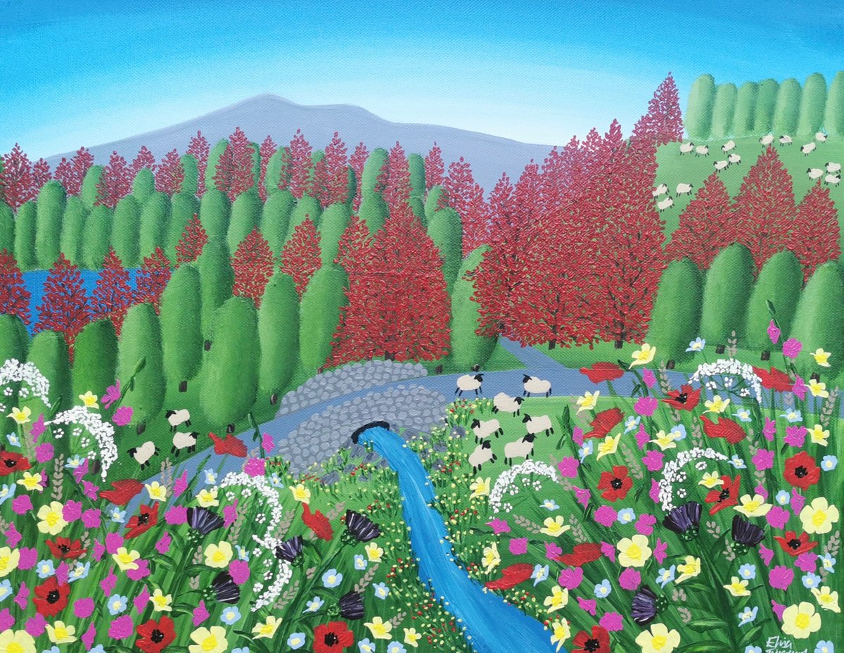 Naive Acrylic Painting , And I Think To Myself By Elisa Trueman, 20 X 16, Artwork For Sale On Artfinder