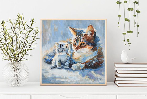 Cat and Kitten painting