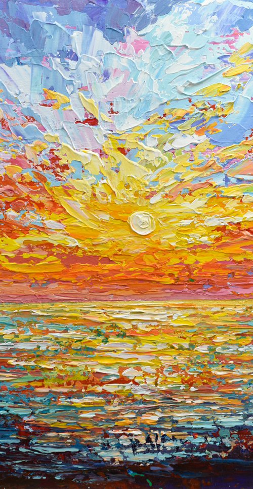 Sunset - Colorful Palette knife Painting on Canvas by Olga Tkachyk