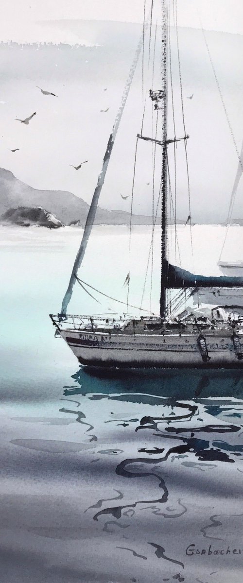 Yachts at anchor  #11 by Eugenia Gorbacheva