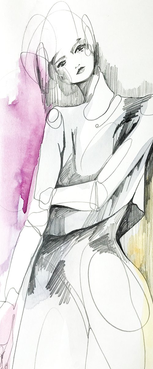 Original fashion drawing by Holly Sharpe