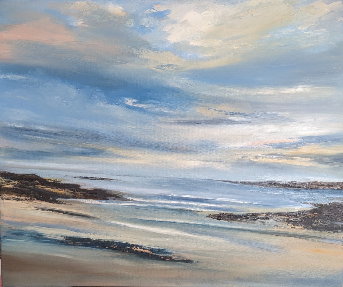 Impressionistic Landscape Oil Painting By Steve Keenan, 26 X 22", Sennen Cove, Original Artwork