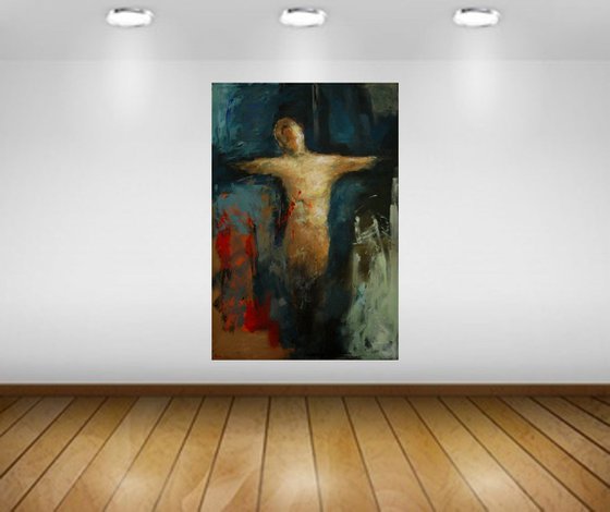 "Crucifix". XLarge figurative abstract. 150 x 100 cm.