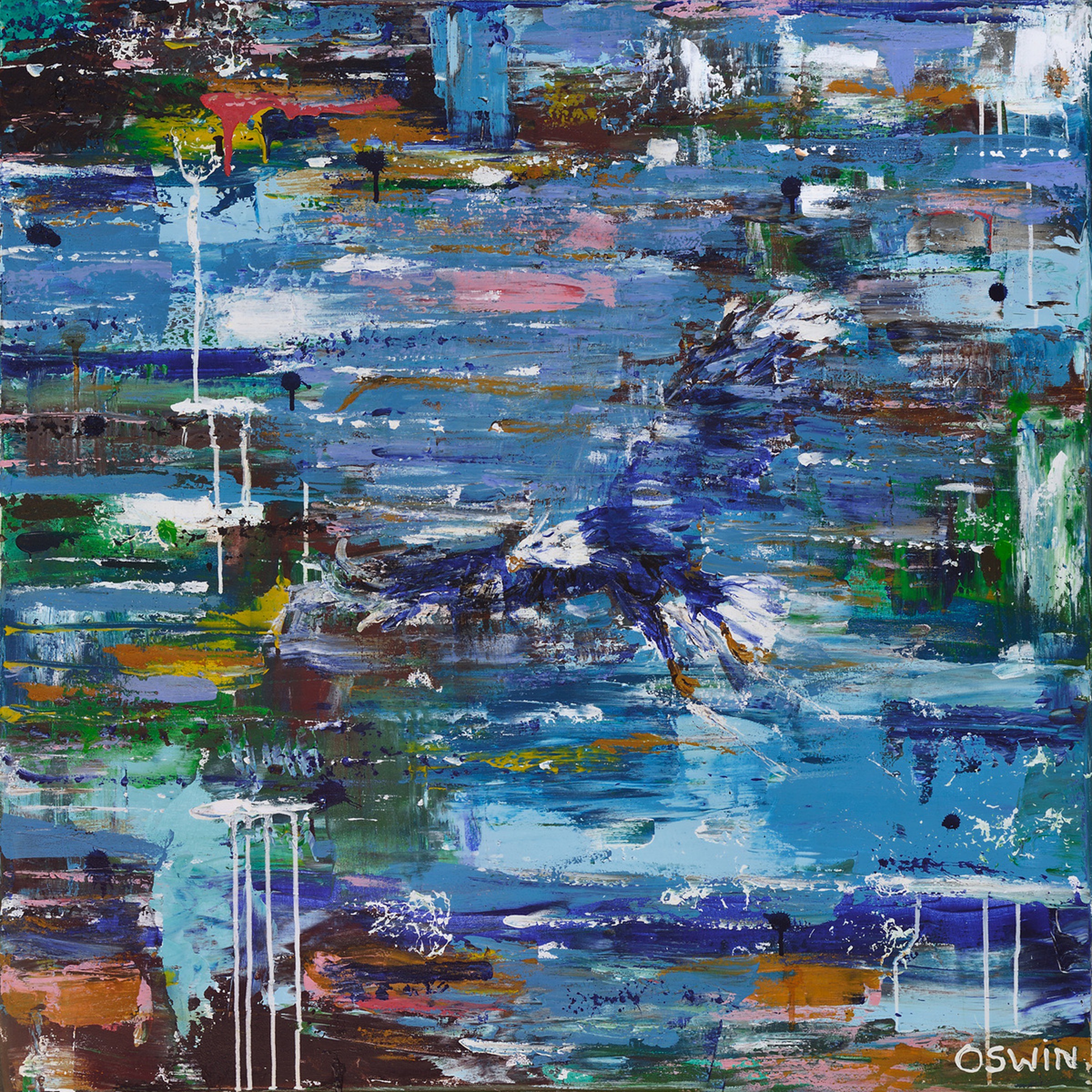 Abstract Eagle Painting Flying High 100 X 100 Artfinder