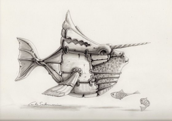 THE WARRIOR FISH - ( graphite pencil )