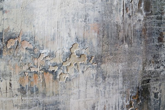 CRACKED STRUCTURES - ABSTRACT ACRYLIC PAINTING TEXTURED * PASTEL COLORS * READY TO HANG
