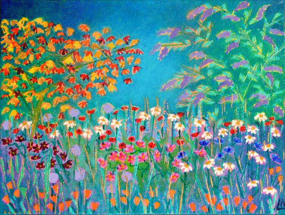 Little Wilderness 2 - poppies, daisies, cosmos and buddleja