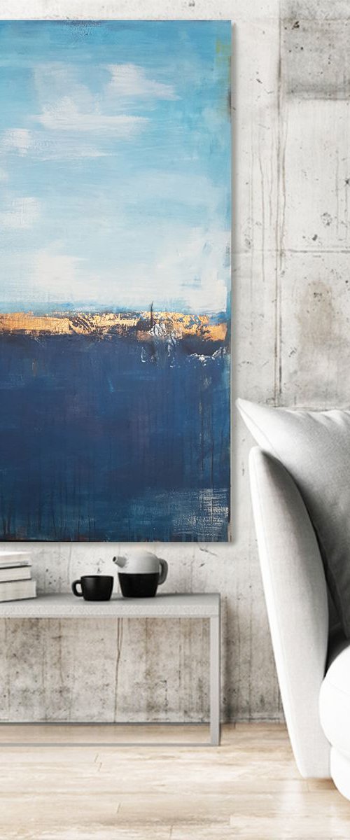 Deep Sea – Bronze in Blue 80x100cm by Stefanie Rogge
