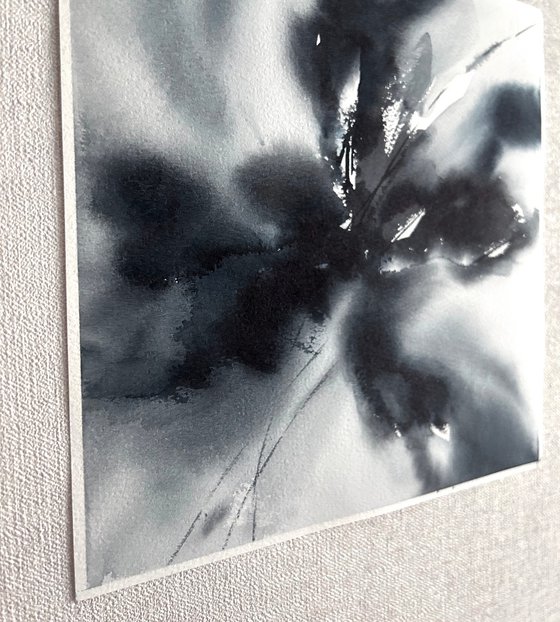 Black abstract flowers diptych