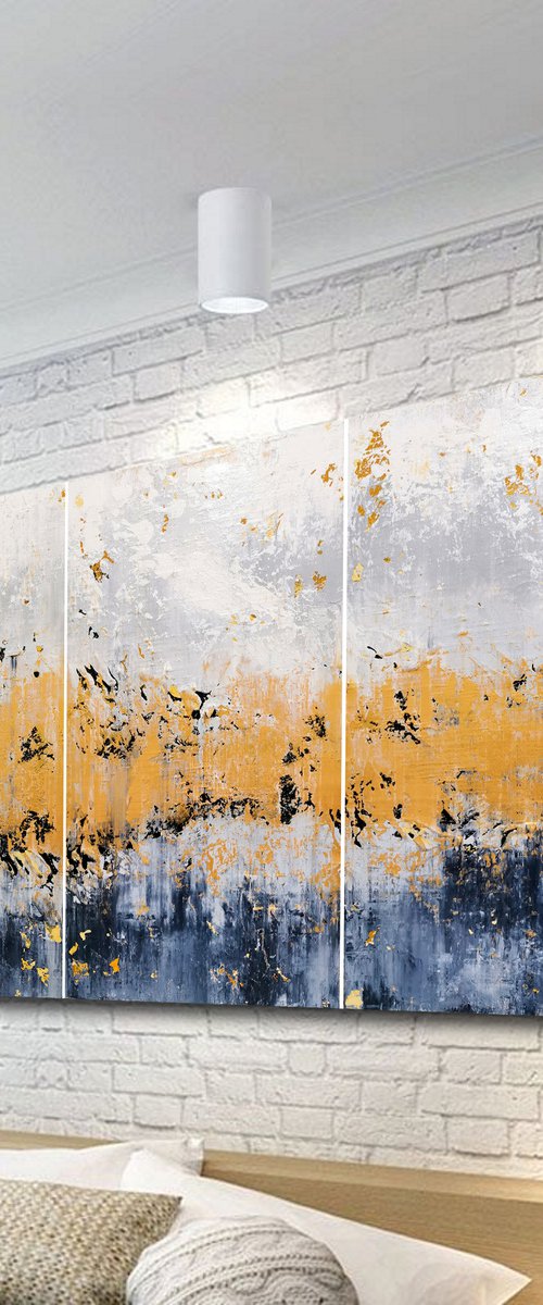 180x90cm. / Abstract triptych / Abstract 2177 by Alex Senchenko