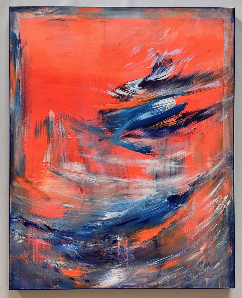 Expressive Abstract Acrylic Painting By Maria Bevilacqua-Fischer, 31 X 39", Dance Of The Elements Ii, Original Artwork