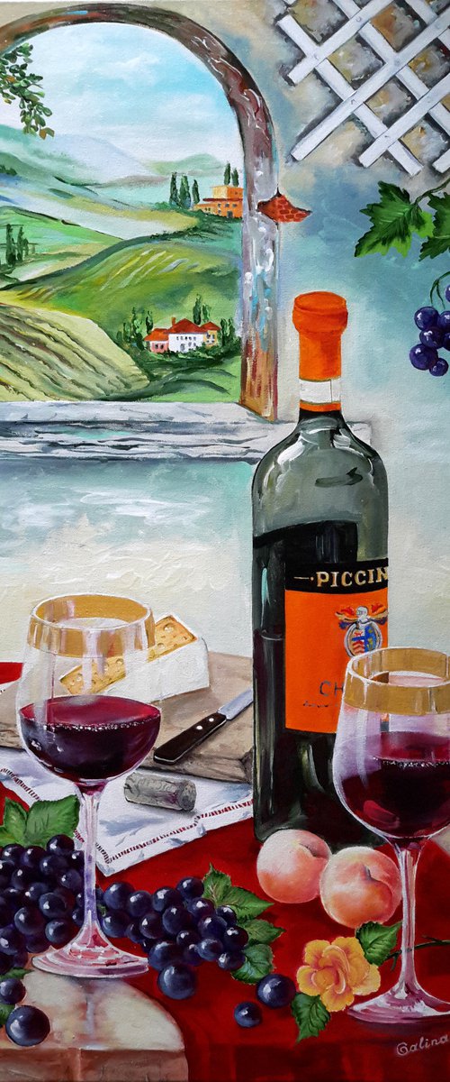 The Wine Painting - exquisite vintage art by Galina Victoria