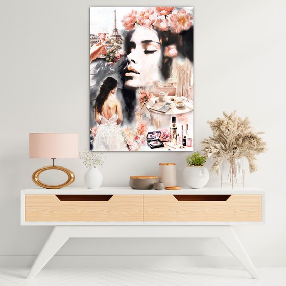 Morning of the bride - Beautiful woman female portrait woman art, Gift