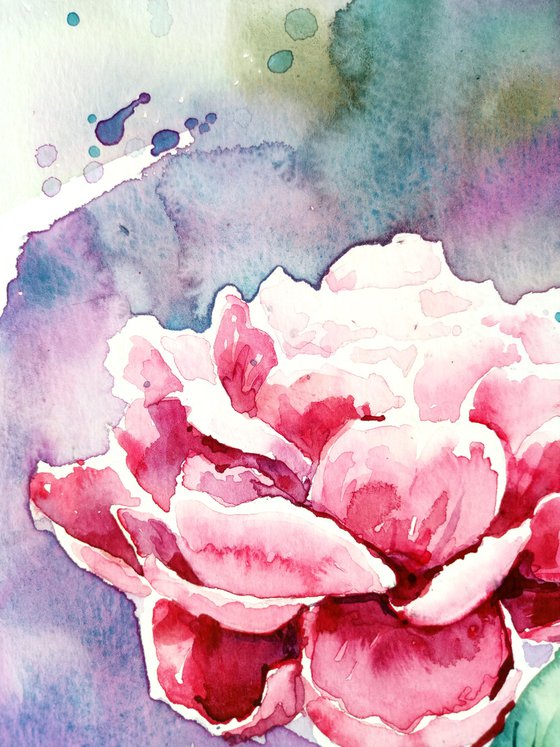 "Peony" Original watercolor sketch