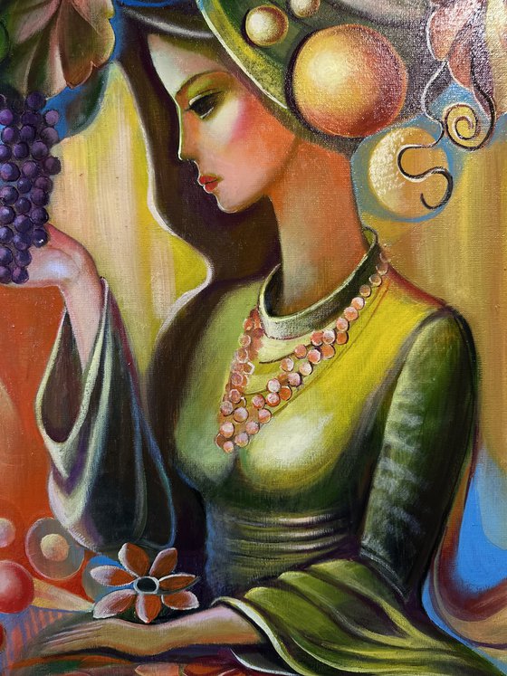 " Woman with Grapes "