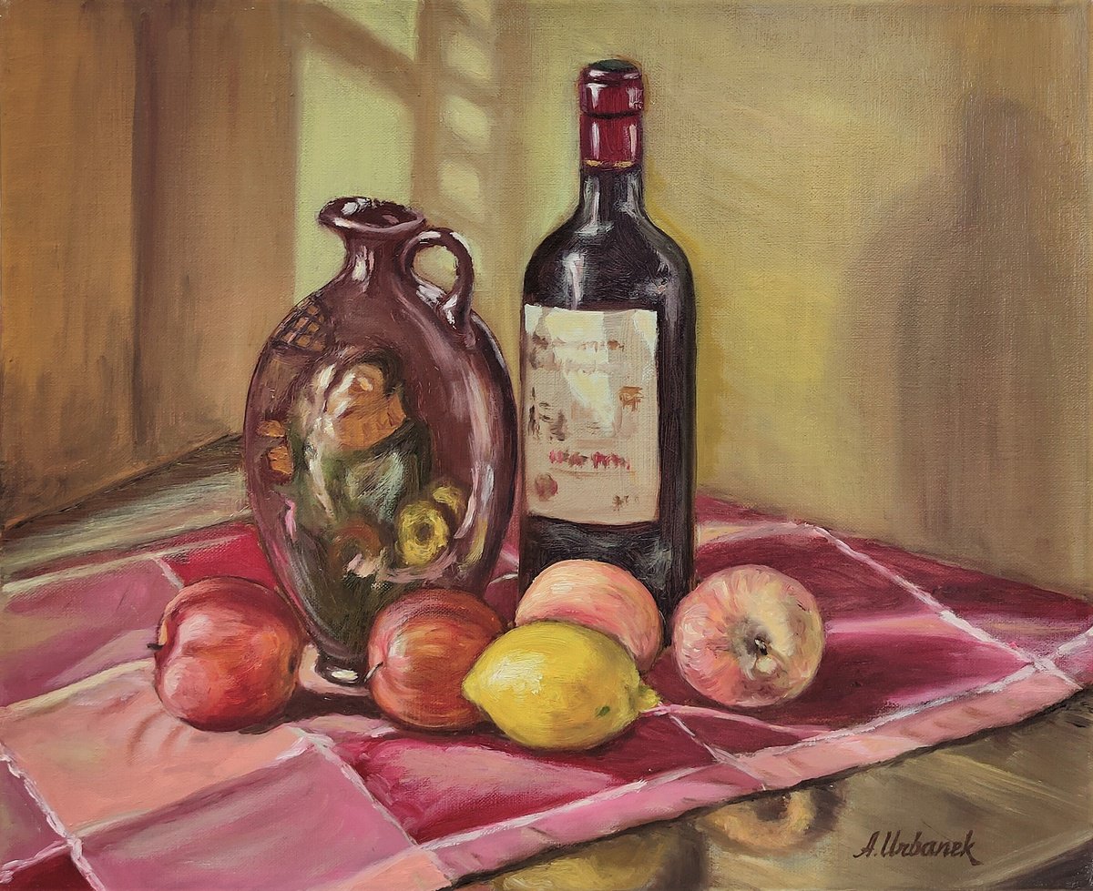 Impressionistic Still Life Oil Painting By Albina Urbanek, 18 X 15, Alchemist, Original Artwork