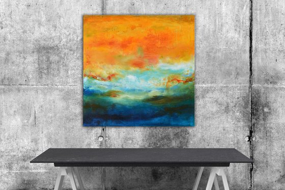 Abstract blue and yellow painting - Skyline over Pacific