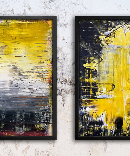 "You Want Some Of This?" - FREE USA SHIPPING - Original PMS Abstract Diptych Acrylic Paintings On Plexiglass Framed - 52" x 26" by Preston M. Smith (PMS)
