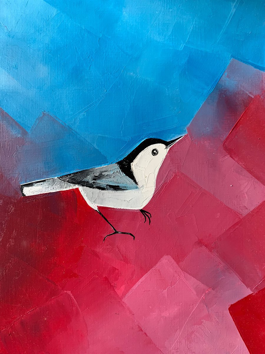 Bird in colorful garden by Olha Gitman