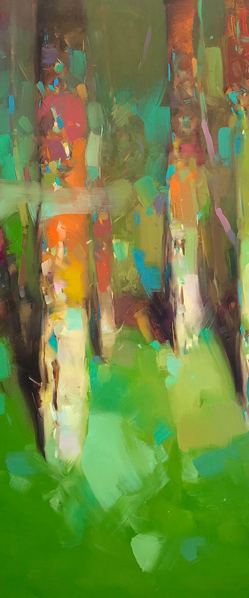 Vibrant Trees, Original oil painting, Handmade artwork, One of a kind by Vahe Yeremyan