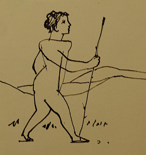 The Nude Hiker, 10x11 cm - FREE shipping! by Frederic Belaubre