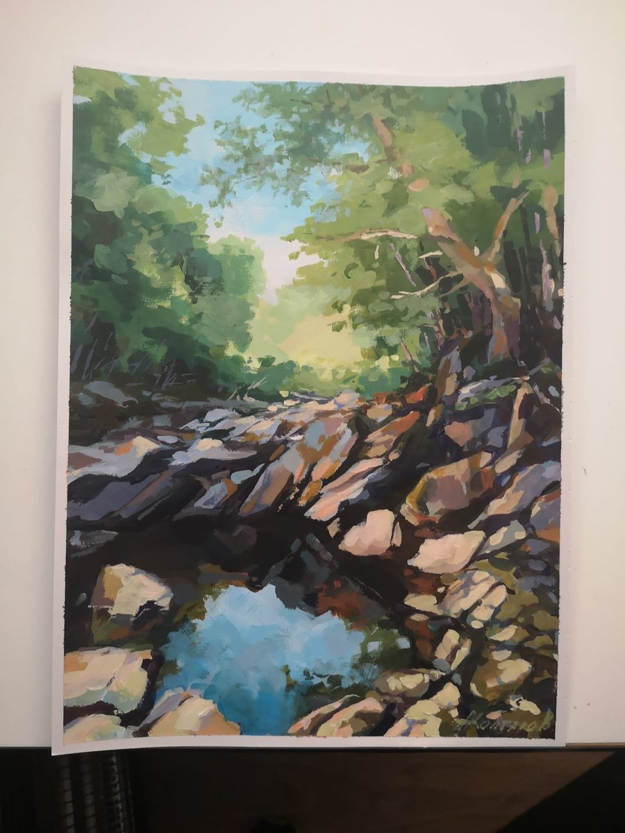 Impressionistic Landscape Acrylic Painting By Alexander Koltakov, 11 X 14, Mirror, Original Artwork