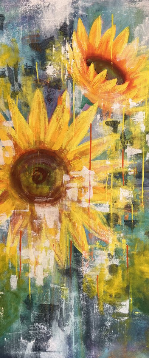 Let me be free ! Abstract Sunflower art by Amita Dand