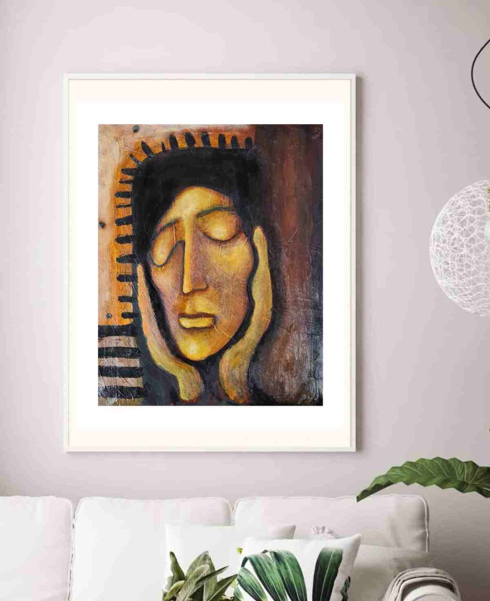 Surrealistic Acrylic Painting , Waar Gedagtes Swaar Li? By Zhana Viel, 9 X 12, Artwork For Sale On Artfinder