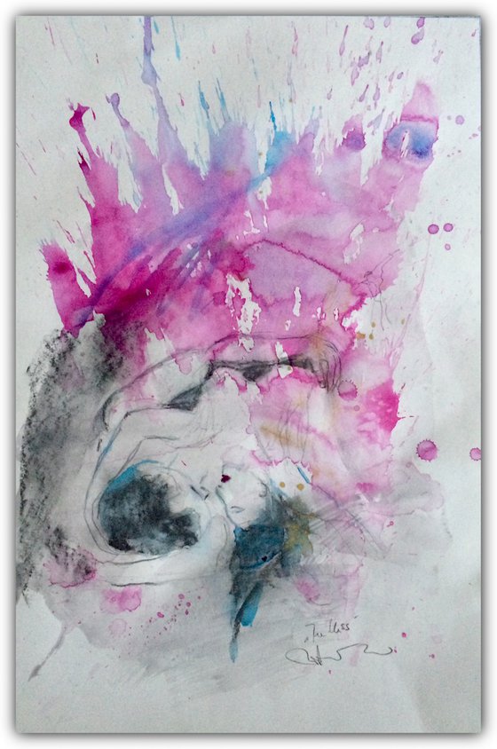 The Kiss - Abstract Watercolor Drawing