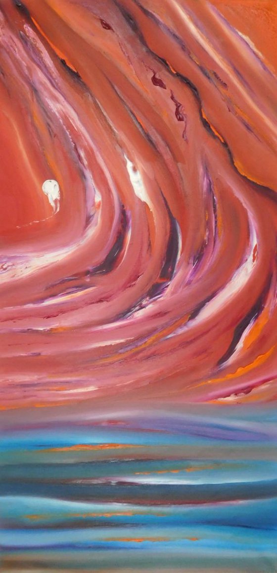 Karma - 40x80 cm,  Original abstract painting, oil on canvas