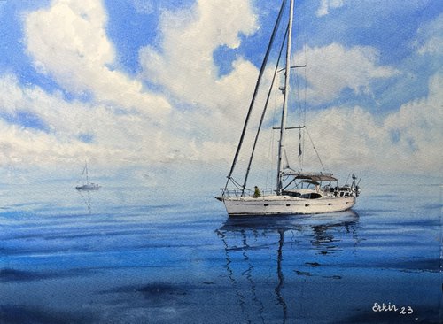 Sailboat and Serenity. by Erkin Yılmaz