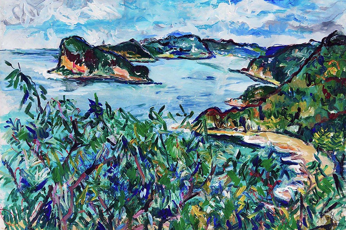 Expressive Landscape Painting By Katerina Apale, 81 X 55", Pearl Beach, Original Artwork